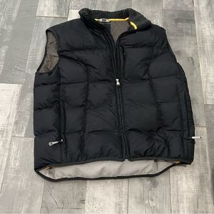 Vtg y2k Gap Black Sherpa collar Full Zip Heavyweight Goose puffer down vest L